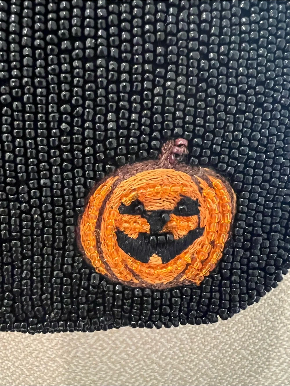 Beaded Halloween Dog Motif Shoulder Bag - Black